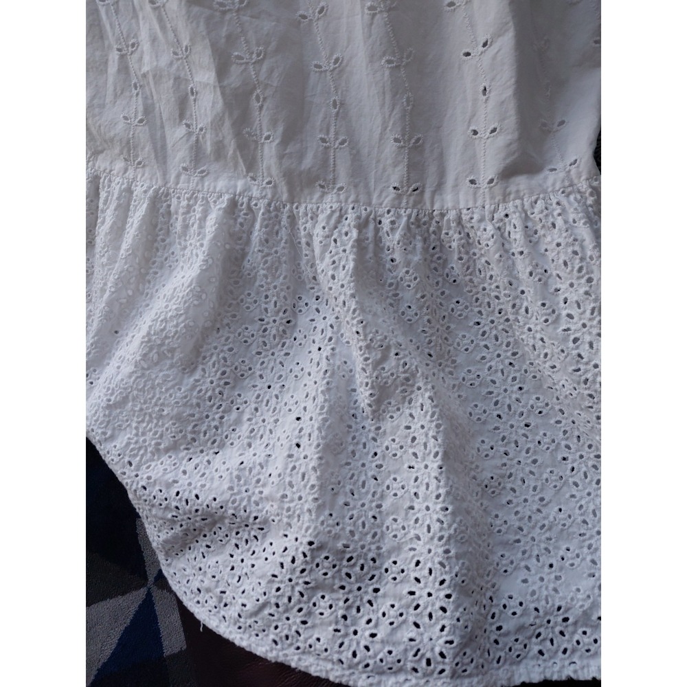 LivLos Angeles White Eyelet Sundress Lined Frilly Boho Y2k Festival Summer Sz L - Picture 7 of 10